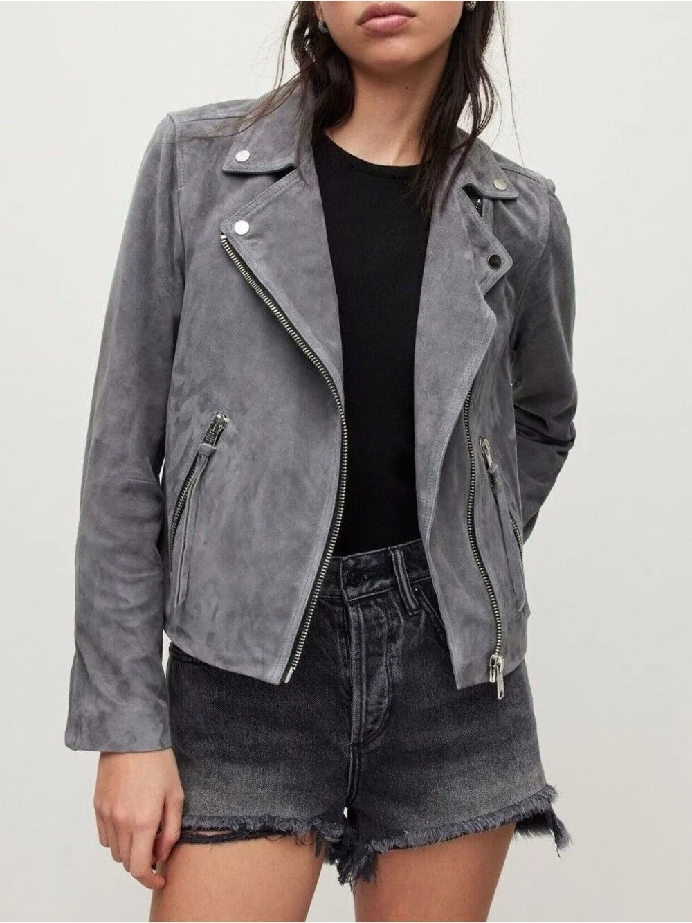 Blank NYC Gray Suede Moto Jacket - Women